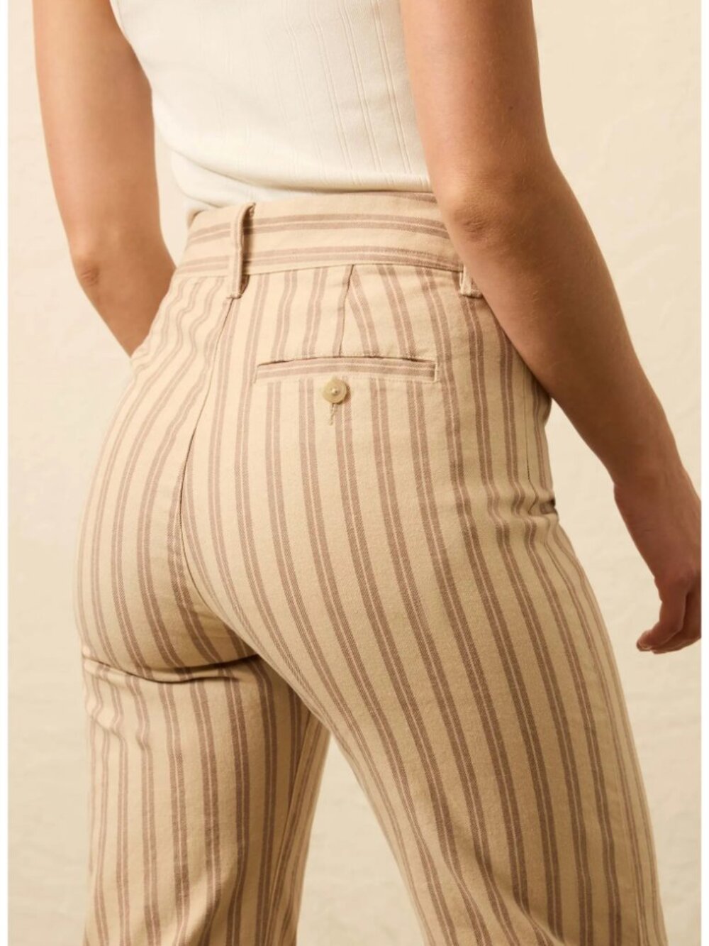 Faherty Tide Stripe Straight Leg Pants sz 27 Organic Cotton Preppy Boho